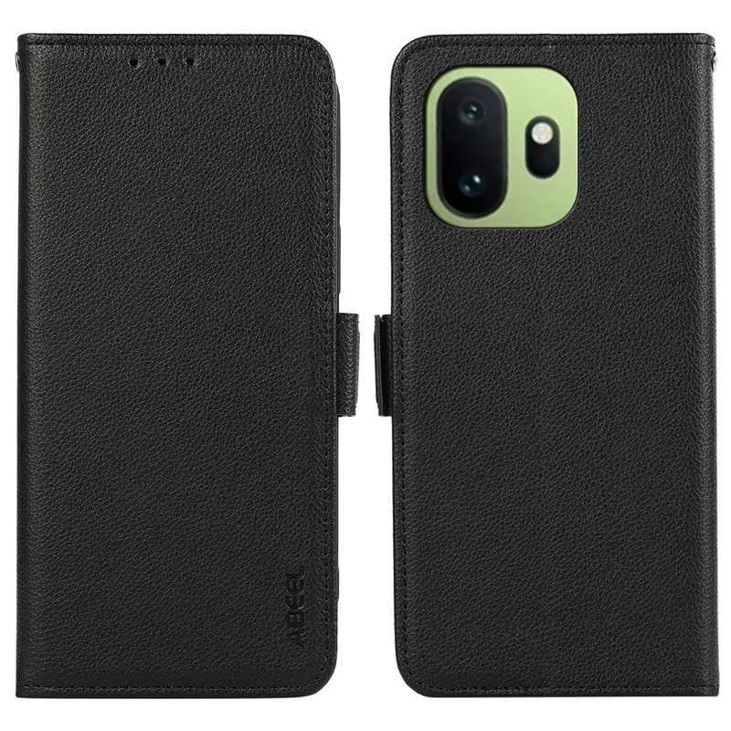 ABEEL For OnePlus 15T 5G Case Litchi Texture Leather RFID Blocking Phone Cover - Black