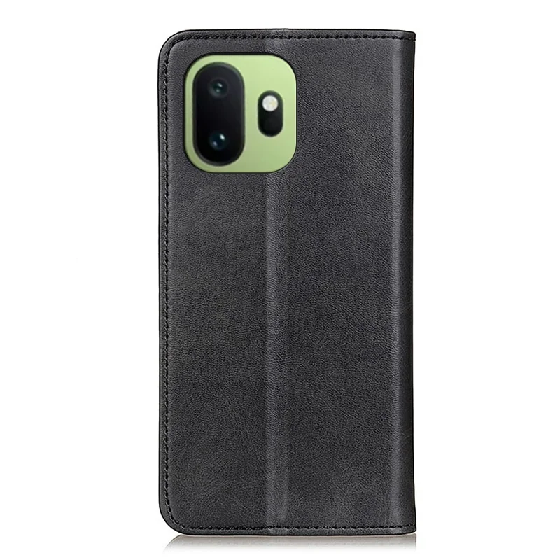 Funda para teléfono con tapa de cuero vacuno dividido textura para OnePlus 15T 5G - Negro