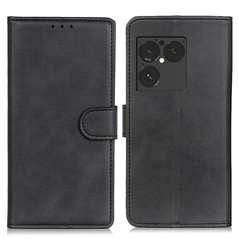 Cover per Sony Xperia 1 VIII con Portafoglio in Pelle con Texture di Pelle di Mucca e Supporto - Nero