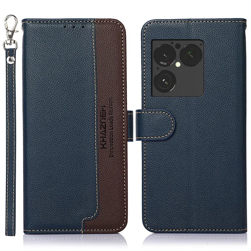 KHAZNEH Custodia per Sony Xperia 1 VIII con Portafoglio e Protezione RFID, Rivestimento in Pelle PU con Texture Litchi e Cinturino - Blu