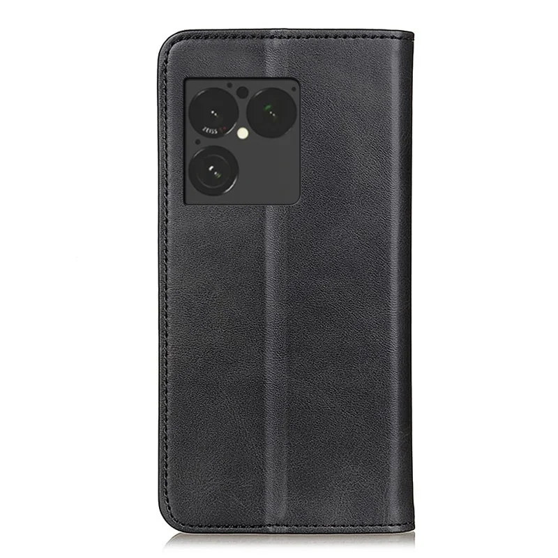 Funda para teléfono Sony Xperia 1 VIII, carcasa de cuero vacuno con textura, billetera con tapa de cuero dividido - Negro