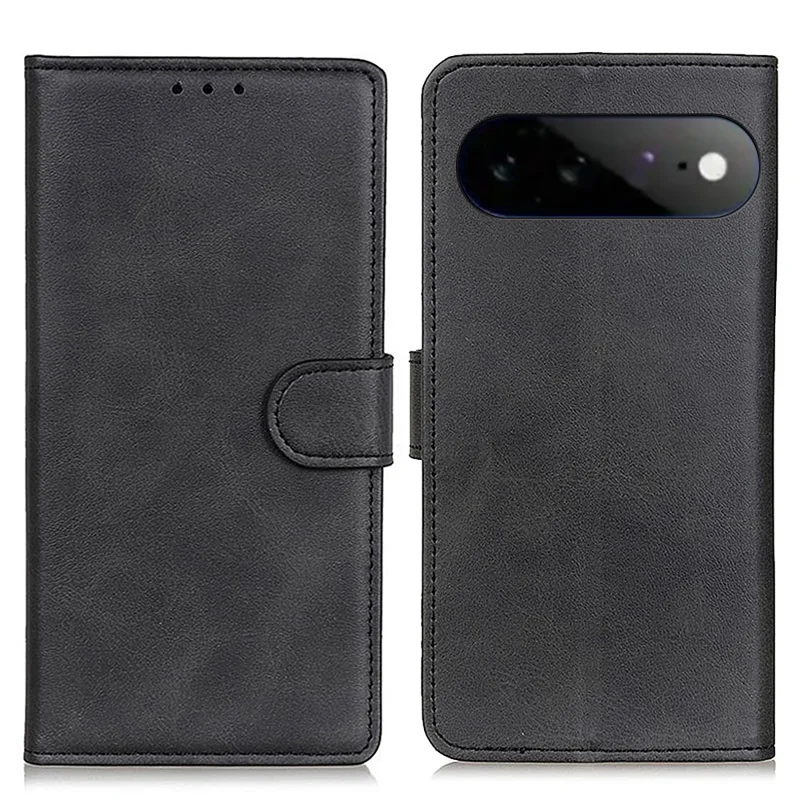 For Google Pixel 11 Pro XL Case Cowhide Texture Leather Wallet Stand Phone Cover - Black