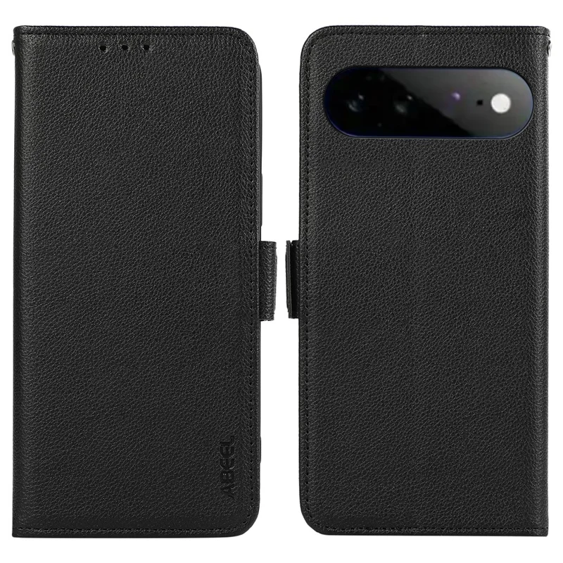 ABEEL för Google Pixel 11 Pro XL-fodral med litchi-struktur, läder, RFID-skydd, mobilhölse - Svart