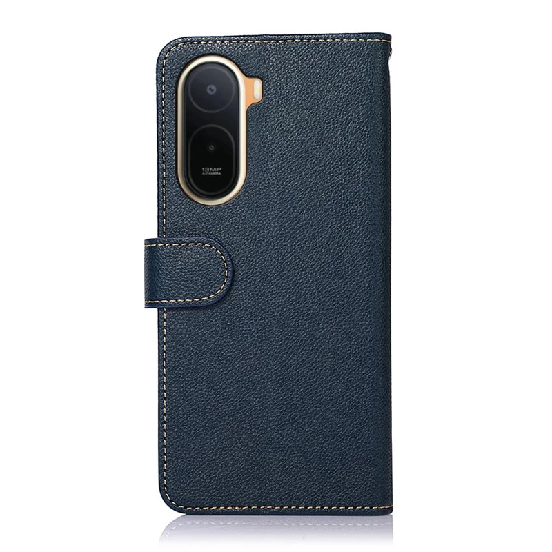 KHAZNEH Custodia per Xiaomi Redmi A7 Pro 4G / Poco C85x 5G con Portafoglio e Protezione RFID, Texture Litchi in PU, con Cinturino - Blu