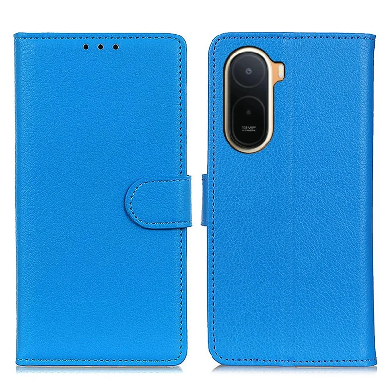 For Xiaomi Redmi A7 Pro 4G (171.56mm)  /  Poco C85x 5G Wallet Case PU Leather Phone Cover Litchi Texture - Blue