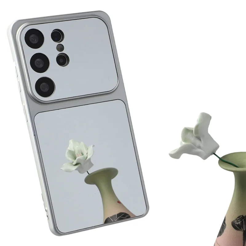 For Samsung Galaxy S25 Ultra Phone Case Mirror Electroplating TPU Cover - Silver