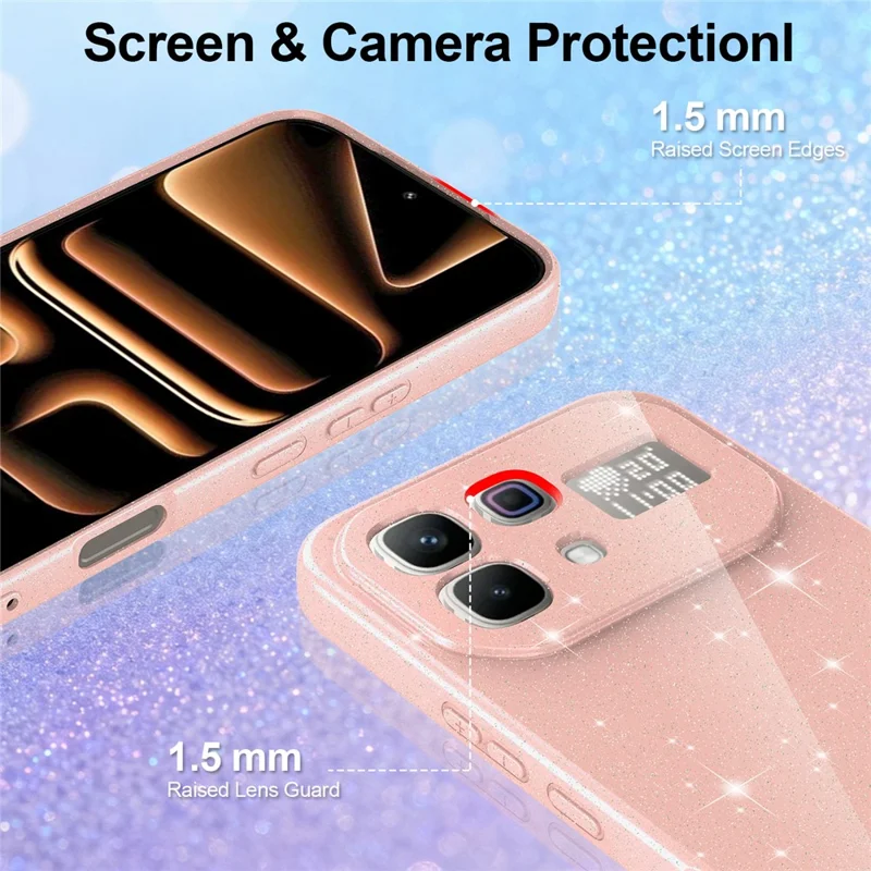Magnetic Case For Infinix Note 60 5G  /  60 Pro 5G Glitter TPU Shockproof Phone Cover with Lanyard - Pink
