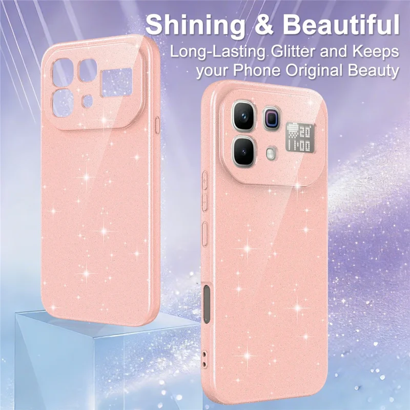 Magnetic Case For Infinix Note 60 5G  /  60 Pro 5G Glitter TPU Shockproof Phone Cover with Lanyard - Pink
