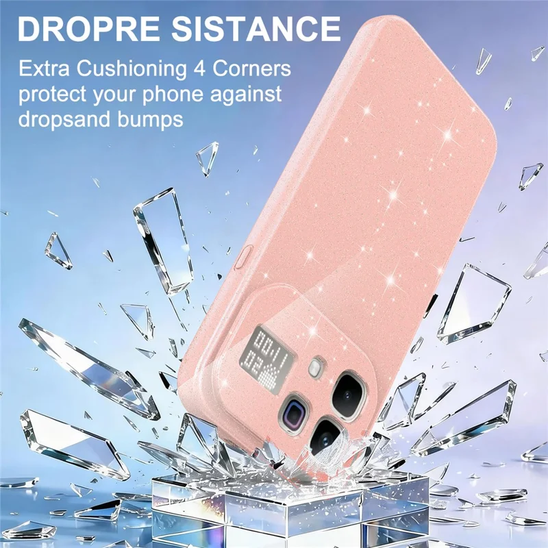 Magnetic Case For Infinix Note 60 5G  /  60 Pro 5G Glitter TPU Shockproof Phone Cover with Lanyard - Pink