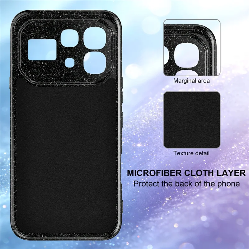 Magnetic Case For Infinix Note 60 5G  /  60 Pro 5G Glitter TPU Shockproof Phone Cover with Lanyard - Black