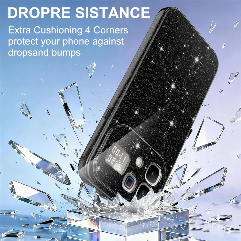 Magnetic Case For Infinix Note 60 5G  /  60 Pro 5G Glitter TPU Shockproof Phone Cover with Lanyard - Black