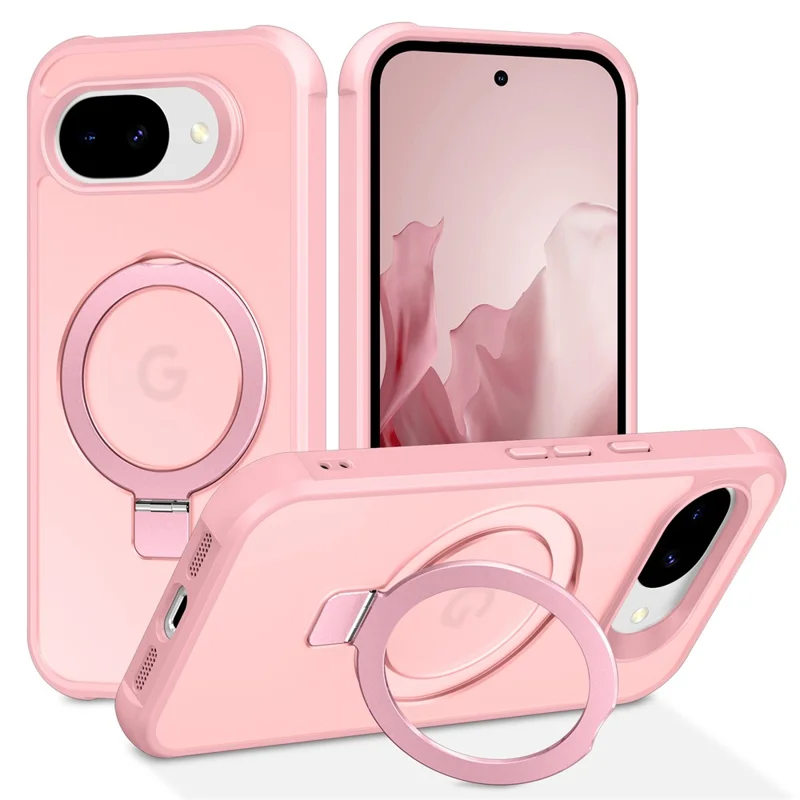 For Google Pixel 10a Magnetic Case Ring Holder Kickstand TPU + PC Phone Cover - Pink
