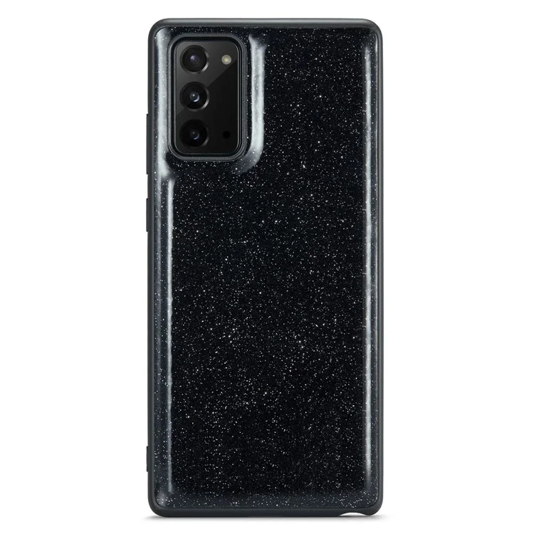 DG.MING M3 Series For Samsung Galaxy Note20/Note20 5G 2-in-1 Detachable Zippered Wallet Phone Case Glittery Magnetic Smartphone Cover Kickstand - Black