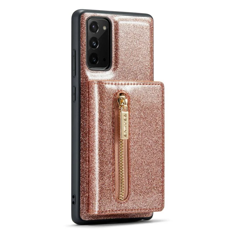 Dg. Serie Ming M3 Per Samsung Galaxy Note20/Note20 5G 5-in-1 Custodia Per Telefono Con Cerniera Staccabile Con Cerniera Scintillante Coperchio Per Smartphone Magnetico il Cavalletto - Oro Rosa