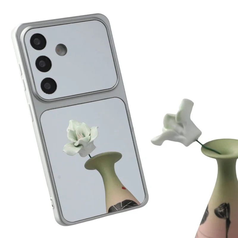 For Samsung Galaxy S23 FE Phone Case Mirror Electroplating TPU Cover - Silver