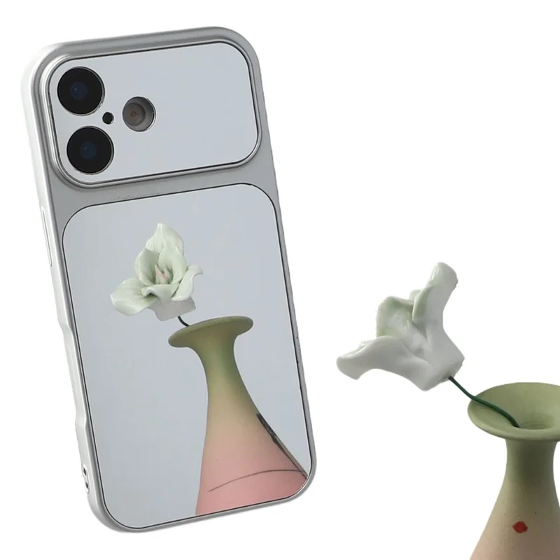 For iPhone 16 Phone Case Mirror Electroplating TPU Cover - Silver