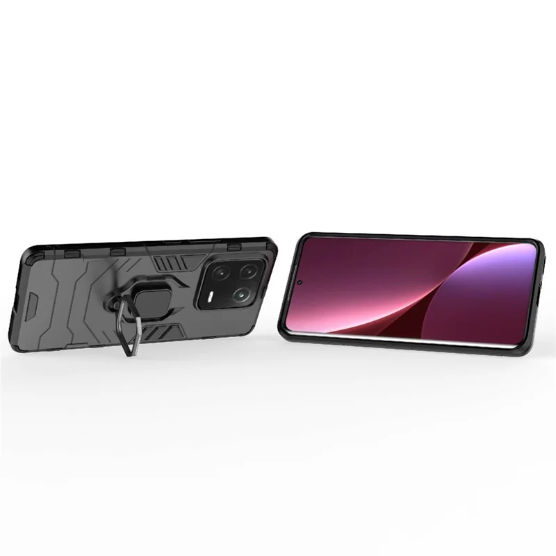 Custodia per telefono anti-graffio per Xiaomi 13 Pro 5G, cover protettiva in PC+TPU con supporto ad anello - Nero