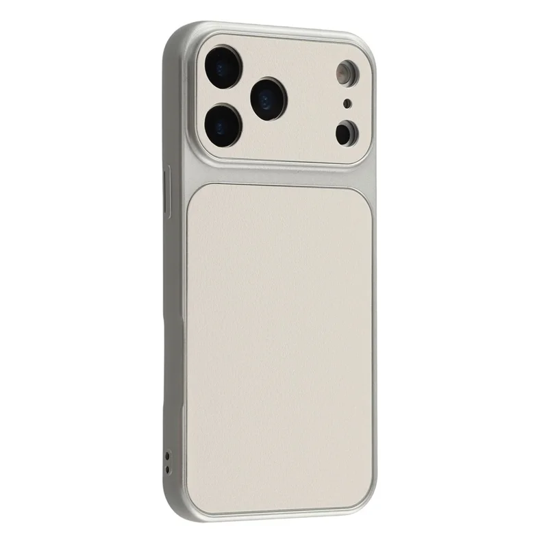 For iPhone 17 Pro Max Case Sheepskin Texture Leather Coated TPU Phone Cover with Precise Camera Cutouts - White
