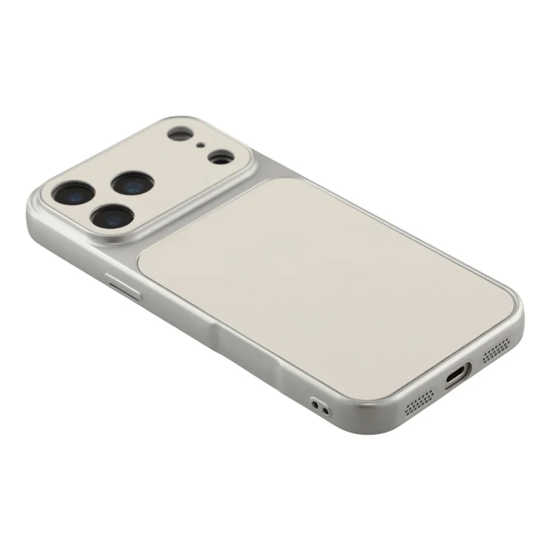 For iPhone 17 Pro Max Case Sheepskin Texture Leather Coated TPU Phone Cover with Precise Camera Cutouts - White