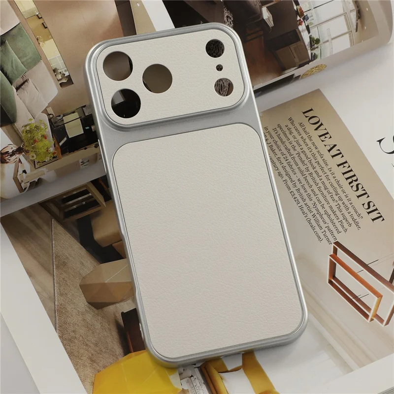 For iPhone 17 Pro Max Case Sheepskin Texture Leather Coated TPU Phone Cover with Precise Camera Cutouts - White