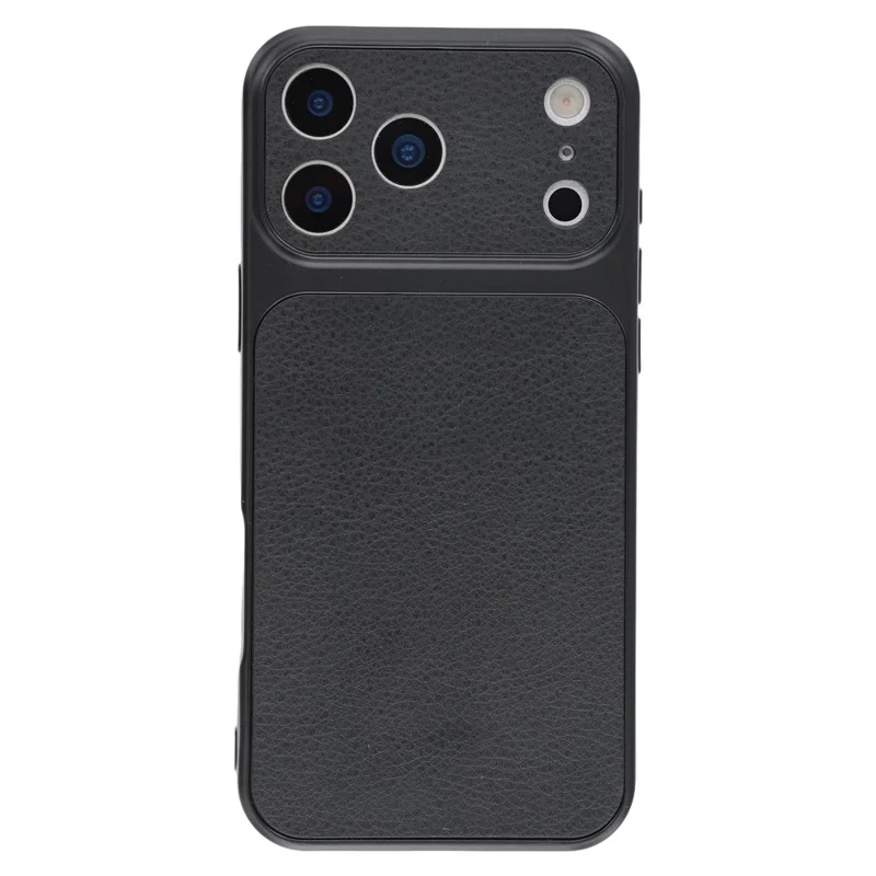 Coque pour iPhone 17 Pro en cuir texturé mouton, revêtement en TPU avec découpes précises pour l'appareil photo - Noir