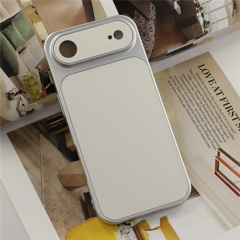 Fodral för iPhone Air med ytskinnstruktur, läderartad TPU-täckning med exakta kamerahål - Vit