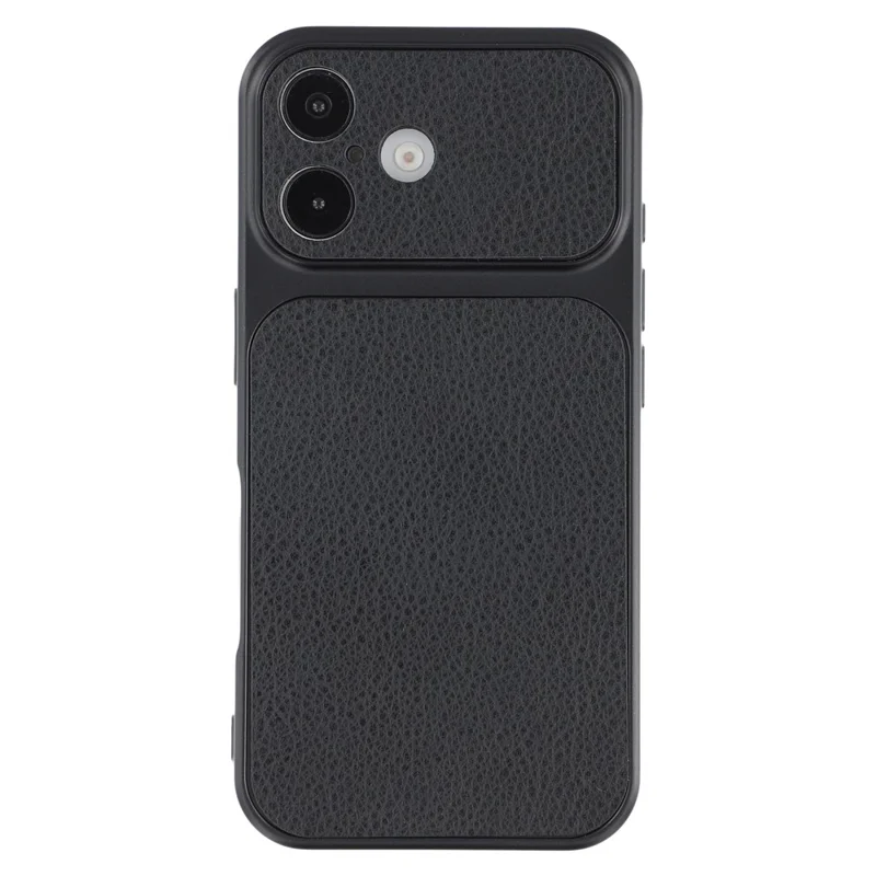 For iPhone 17 hoesje met schapenvelstructuur Lederen met TPU beklede telefoonhoes met precieze uitsparingen voor de camera - Zwart