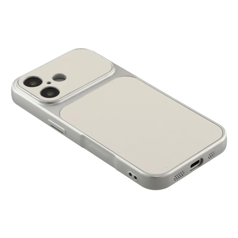 Für iPhone 16 Hülle, Lederbezug aus Schafleder-Optik, beschichtetes TPU-Handycover mit präzisen Kameraaussparungen – Weiß