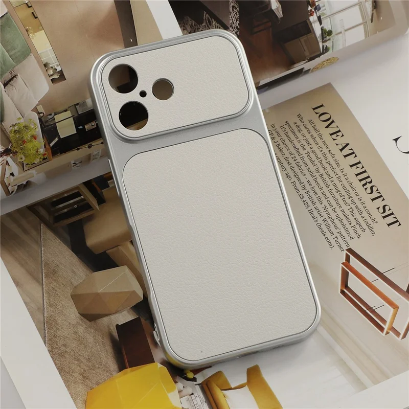 Für iPhone 16 Hülle, Lederbezug aus Schafleder-Optik, beschichtetes TPU-Handycover mit präzisen Kameraaussparungen – Weiß