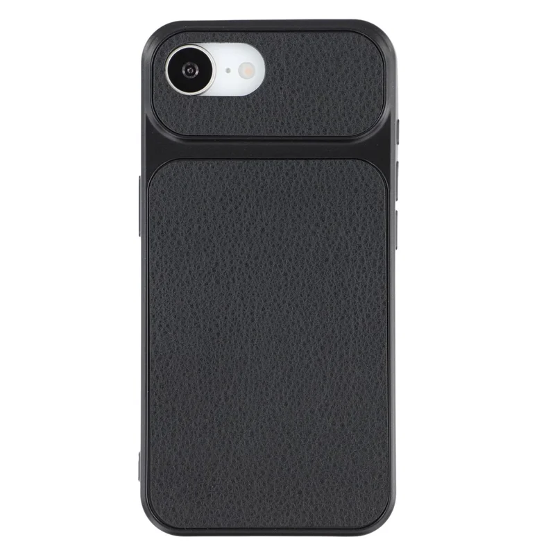 Funda para iPhone 17e / 16e, Funda de Cuero con Textura de Piel de Oveja Recubierta de TPU con Recortes Grandes para Cámara - Negro
