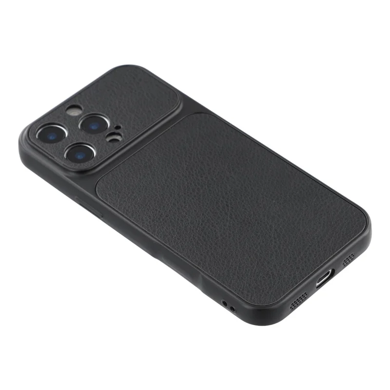 Capa para iPhone 16 Pro Max, Capa em Couro Sintético com Textura de Pele de Carneiro, Revestimento TPU com Aberturas Precisas para a Câmara - Preto