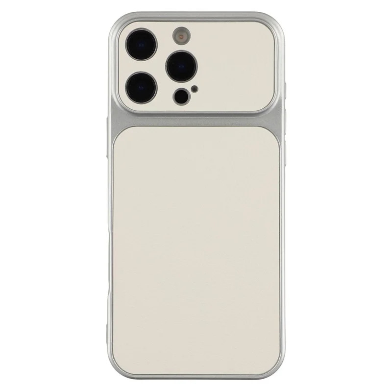 Funda para iPhone 16 Pro con textura de piel de oveja, revestimiento de cuero PU y carcasa de TPU con recortes precisos para cámara - Blanco