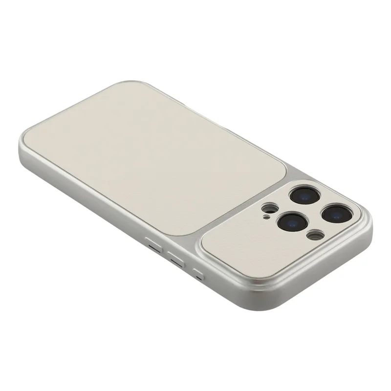 Funda para iPhone 16 Pro con textura de piel de oveja, revestimiento de cuero PU y carcasa de TPU con recortes precisos para cámara - Blanco