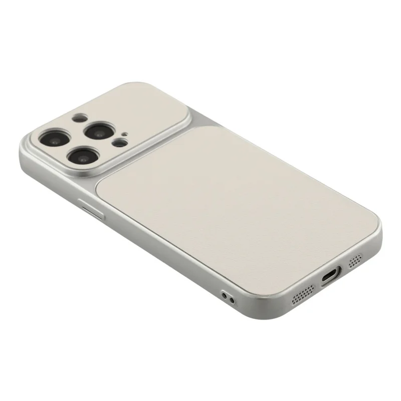 Obudowa na iPhone'a 15 Pro Max z białą powłoką z imitacji skórzanej o fakturze owczej, pokryta tworzywem TPU z precyzyjnymi wycięciami na aparat - Biały