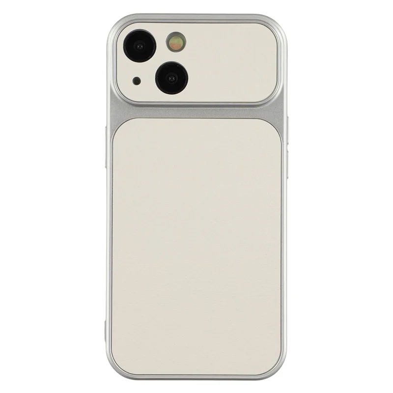Coque pour iPhone 15, housse en cuir PU texturé agneau avec revêtement TPU, découpes précises pour appareil photo - Blanc