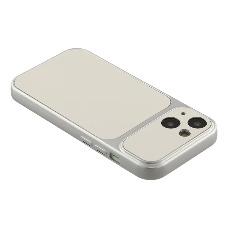 Coque pour iPhone 15, housse en cuir PU texturé agneau avec revêtement TPU, découpes précises pour appareil photo - Blanc