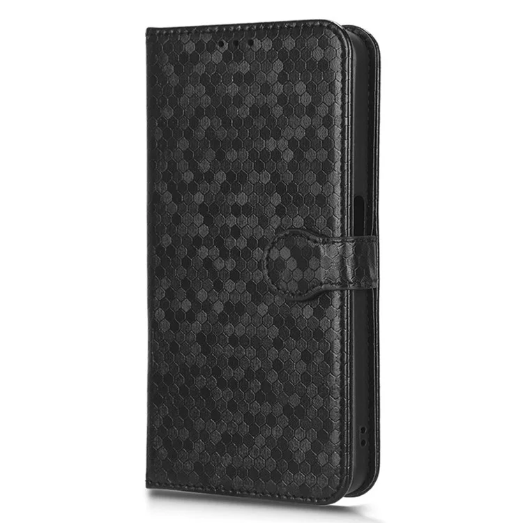Para Oppo A58 5G PU PU Puero Pelégo de Películo Patrato Dot Cubierta de Blande Aprobaje de Claba Espresa Con Correp - Negro