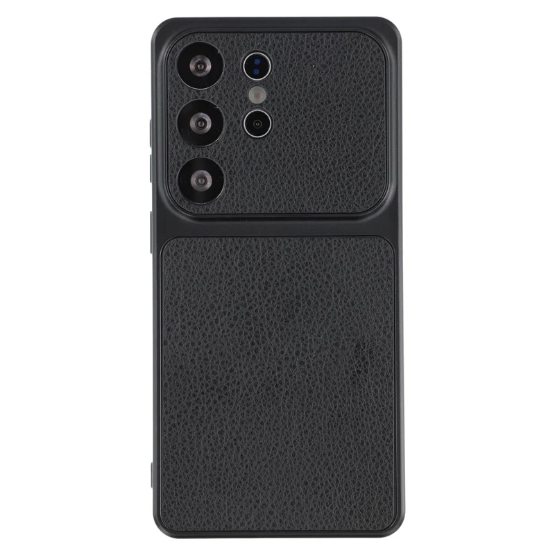 For Samsung Galaxy S25 Ultra Case Sheepskin Texture Leather Coated TPU Phone Cover with Precise Camera Cutouts - Black