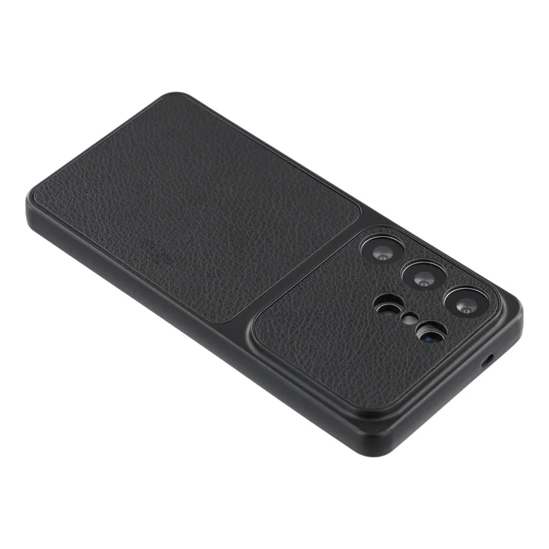 For Samsung Galaxy S25 Ultra Case Sheepskin Texture Leather Coated TPU Phone Cover with Precise Camera Cutouts - Black
