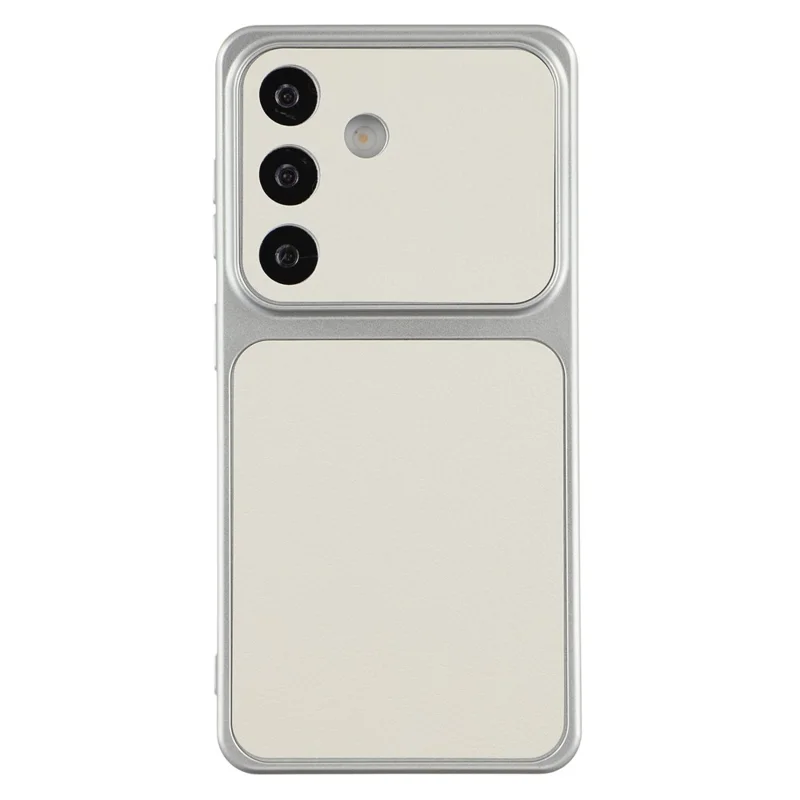 For Samsung Galaxy S26 Case Sheepskin Texture Leather Coated TPU Phone Cover with Precise Camera Cutouts - White