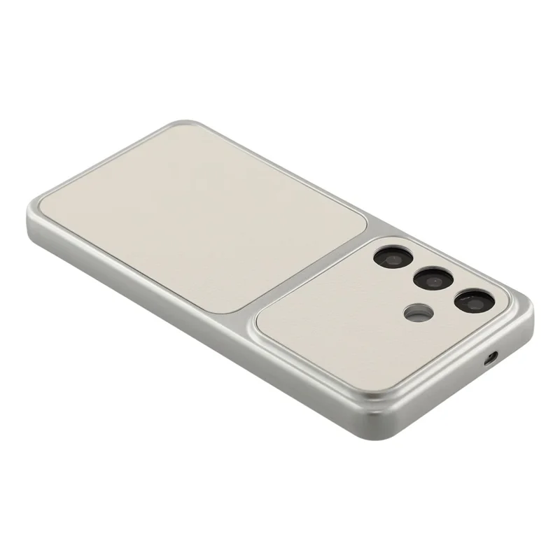 For Samsung Galaxy S26 Case Sheepskin Texture Leather Coated TPU Phone Cover with Precise Camera Cutouts - White