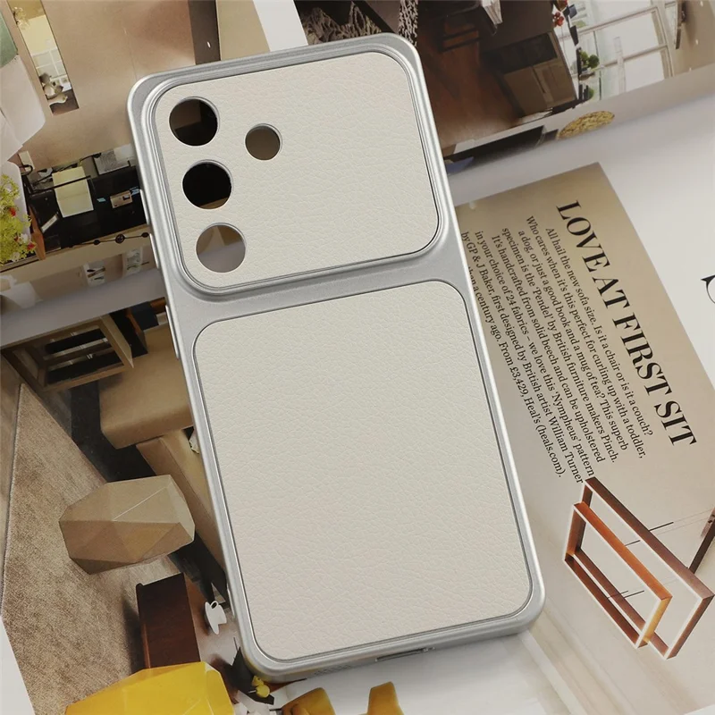 For Samsung Galaxy S26 Case Sheepskin Texture Leather Coated TPU Phone Cover with Precise Camera Cutouts - White