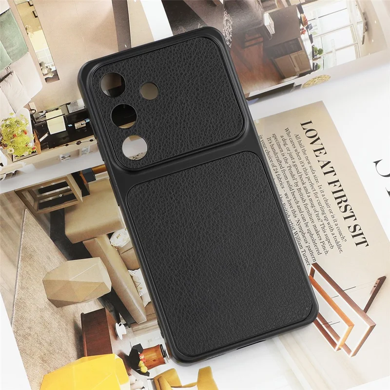 For Samsung Galaxy S26+ Case Sheepskin Texture Leather Coated TPU Phone Cover with Precise Camera Cutouts - Black