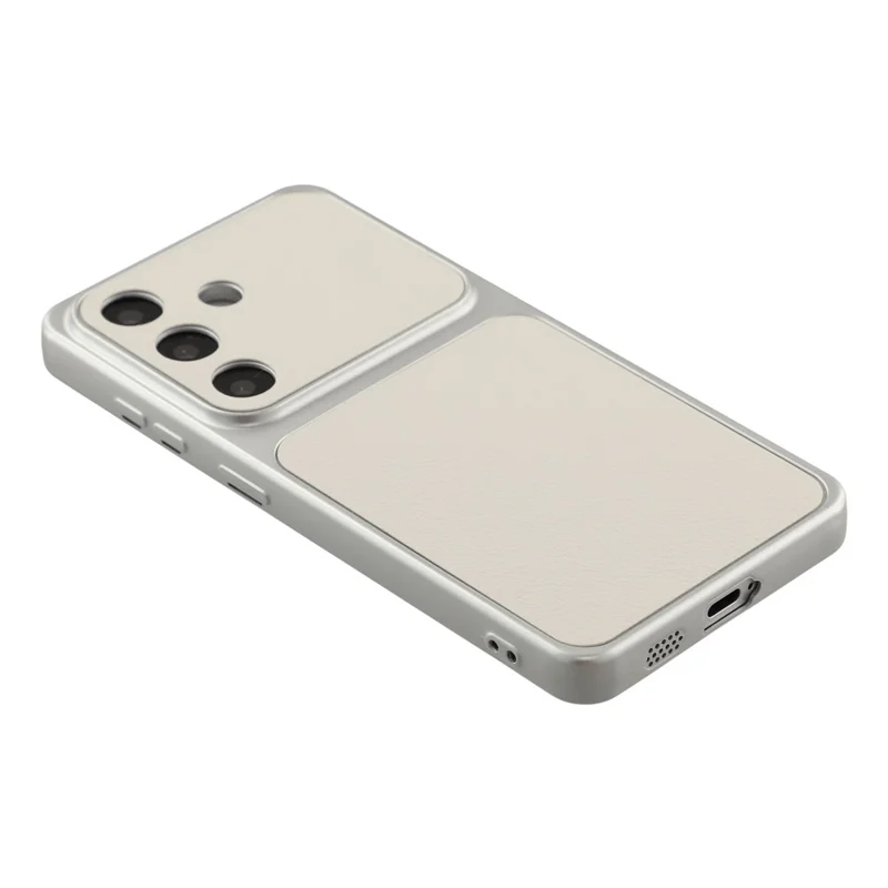 For Samsung Galaxy S25 Case Sheepskin Texture Leather Coated TPU Phone Cover with Precise Camera Cutouts - White