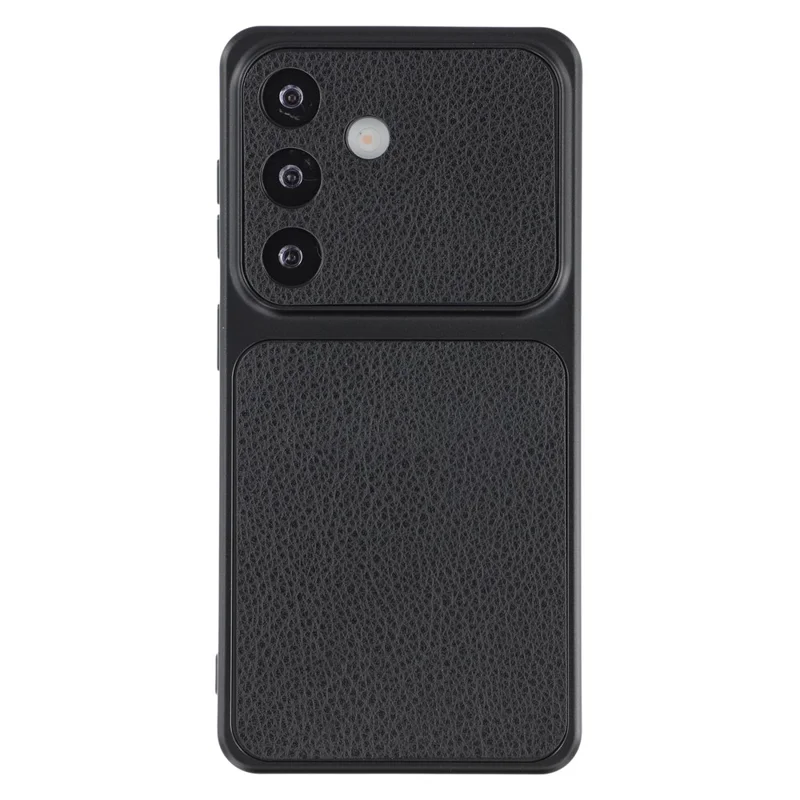 For Samsung Galaxy S25 FE Case Sheepskin Texture Leather Coated TPU Phone Cover with Precise Camera Cutouts - Black