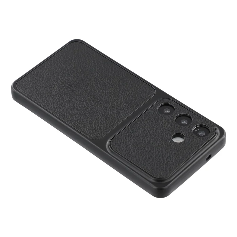 For Samsung Galaxy S25 FE Case Sheepskin Texture Leather Coated TPU Phone Cover with Precise Camera Cutouts - Black