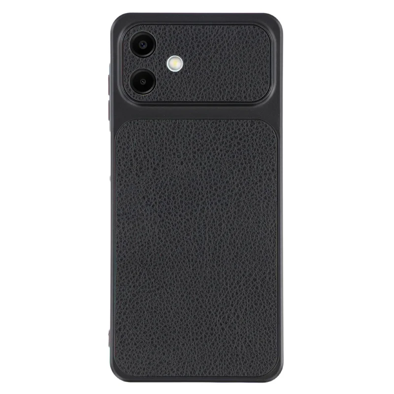For Samsung Galaxy A07 4G Case Sheepskin Texture Leather Coated TPU Phone Cover with Precise Camera Cutouts - Black