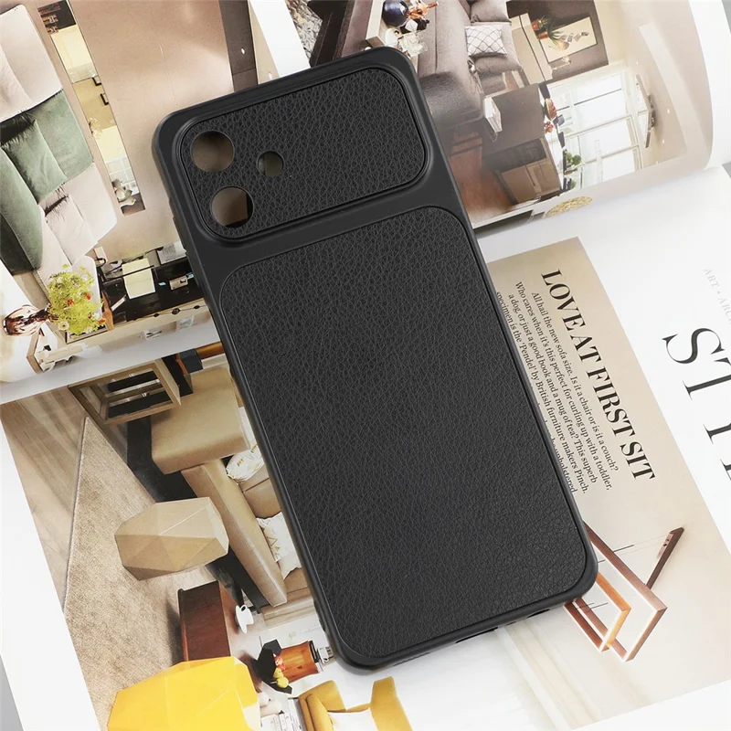 For Samsung Galaxy A07 4G Case Sheepskin Texture Leather Coated TPU Phone Cover with Precise Camera Cutouts - Black