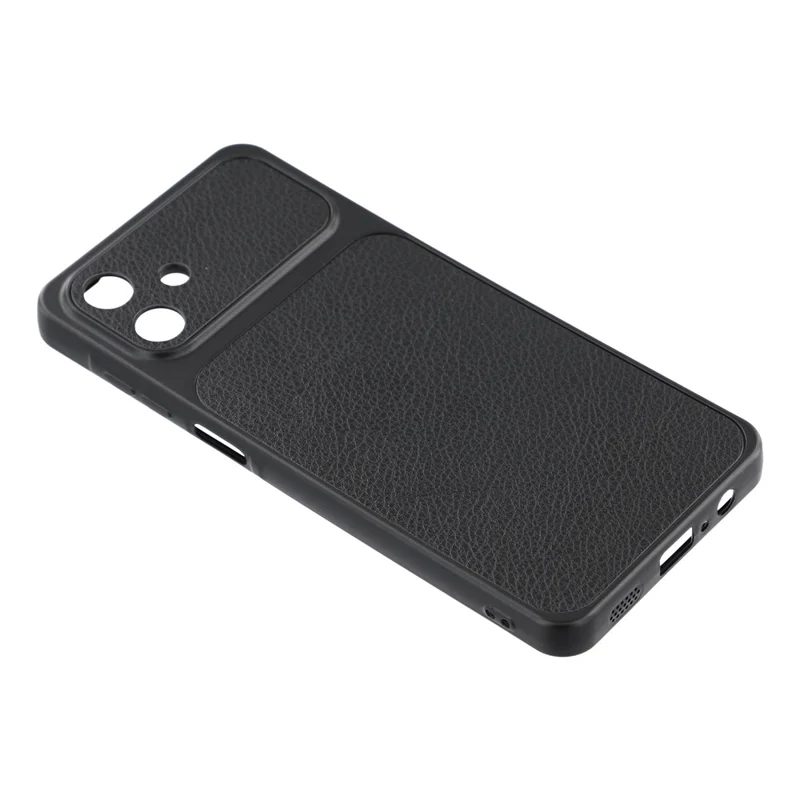 For Samsung Galaxy A06 4G Case Sheepskin Texture Leather Coated TPU Phone Cover with Precise Camera Cutouts - Black