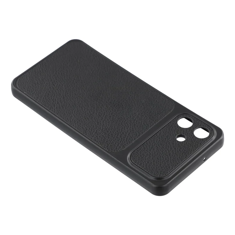 For Samsung Galaxy A06 4G Case Sheepskin Texture Leather Coated TPU Phone Cover with Precise Camera Cutouts - Black